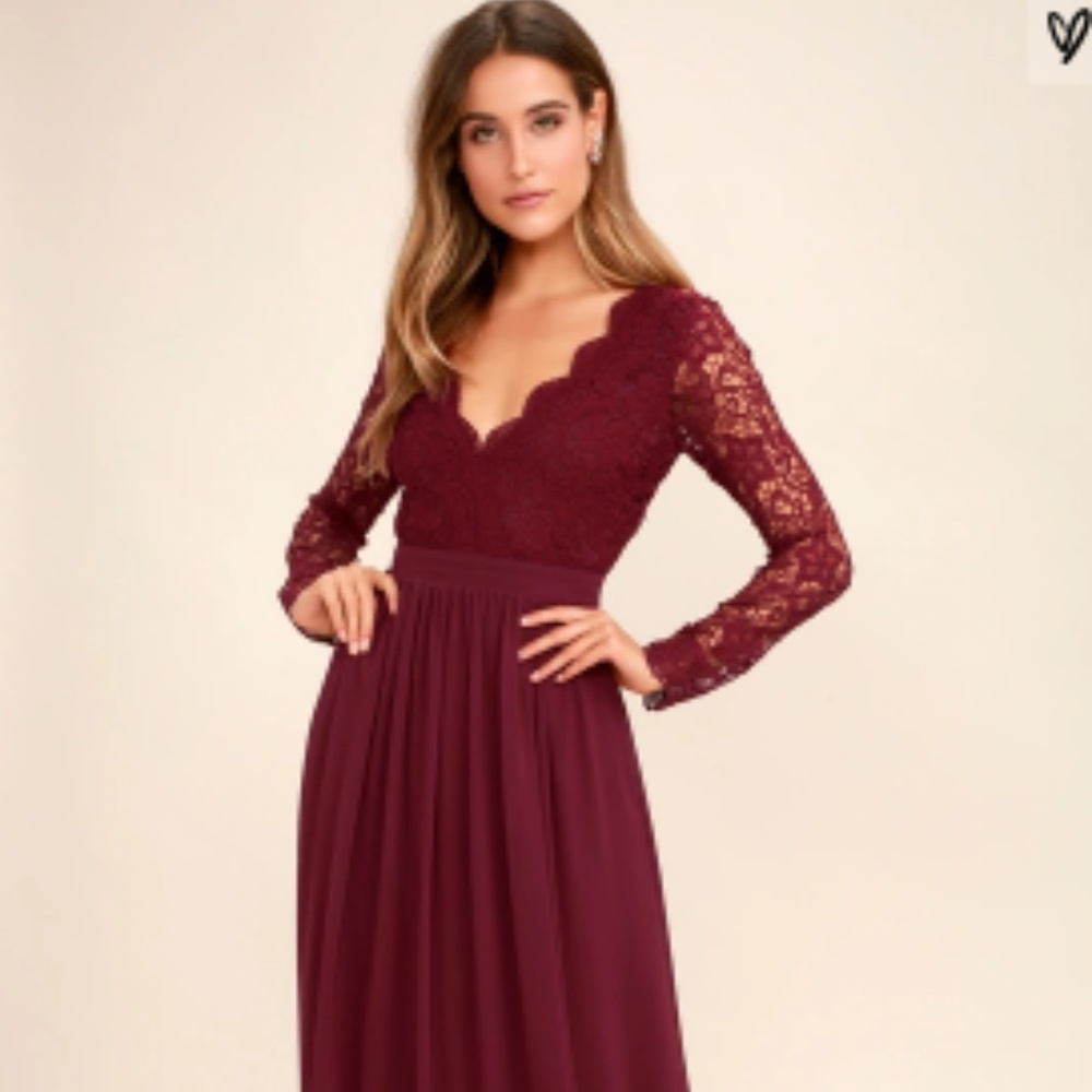 Lulu's Awaken My Love Burgundy Maxi Dress